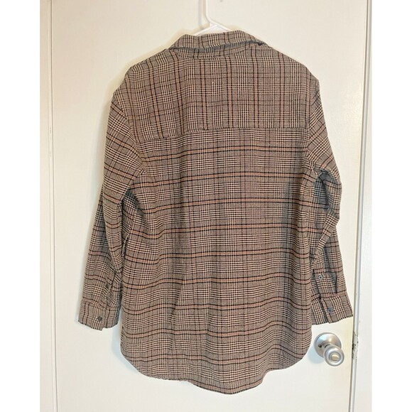 Abercrombie & Fitch Plaid Jacket Shacket Women sz M Oversize Long Sleeve Button - Picture 8 of 13